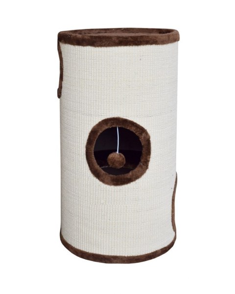 DRAPAK TUBA DLA KOTA 70CM BEŻOWO-BRĄZOWA LEGOWISKO WIEŻA TWIERDZA