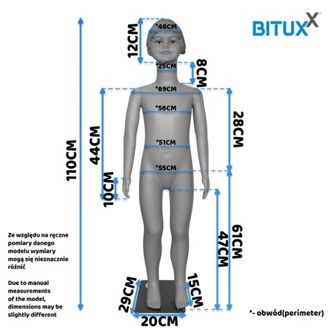 DZIEWCZĘCY MANEKIN PEŁNOPOSTACIOWY WYSTAWOWY DZIECIĘCY 110CM