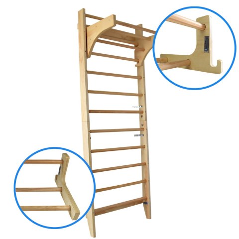 Drabinka gimnastyczna do ćwiczeń i rehabilitacji 220 cm – drewniana wielofunkcyjna ścianka do treningu i stretchingu