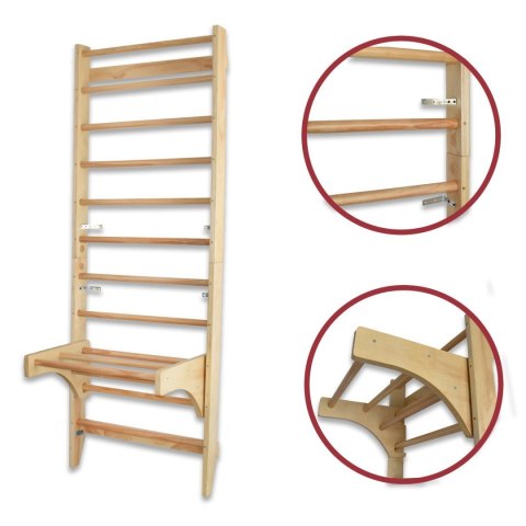 Drabinka gimnastyczna do ćwiczeń i rehabilitacji 220 cm – drewniana wielofunkcyjna ścianka do treningu i stretchingu