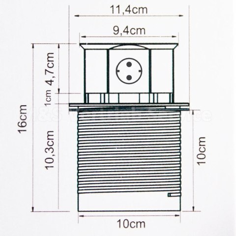 Potrójne gniazdo stołowe Bituxx z 2 portami USB – srebrne, chowane do blatu, 3680 W
