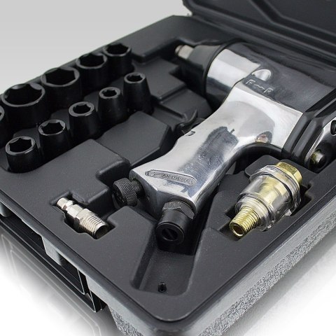 KLUCZ UDAROWY PNEUMATYCZNY 1/2 Z ZESTAWEM NASADEK W PRAKTYCZNEJ WALIZCE
