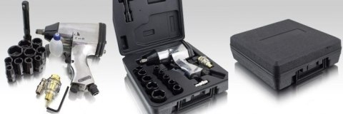 KLUCZ UDAROWY PNEUMATYCZNY 1/2 Z ZESTAWEM NASADEK W PRAKTYCZNEJ WALIZCE