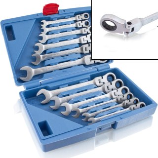 Klucze płasko-oczkowe Bituxx 12 szt. z grzechotką łamane (Cr-V)