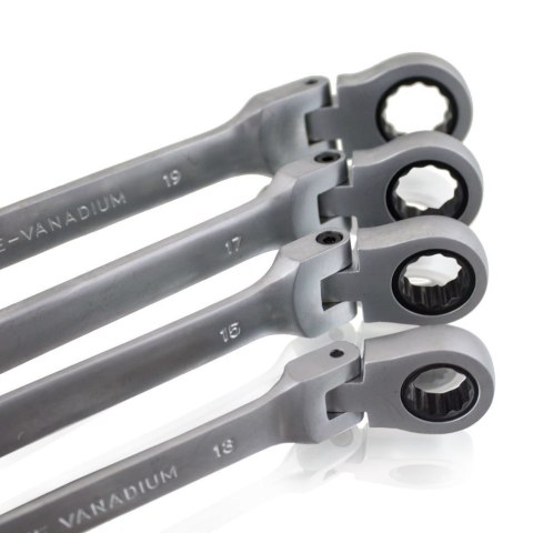 Klucze płasko-oczkowe Bituxx 12 szt. z grzechotką łamane (Cr-V)