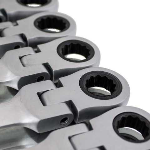 Klucze płasko-oczkowe Bituxx 12 szt. z grzechotką łamane (Cr-V)