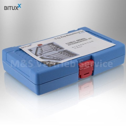 Klucze płasko-oczkowe Bituxx 12 szt. z grzechotką łamane (Cr-V)