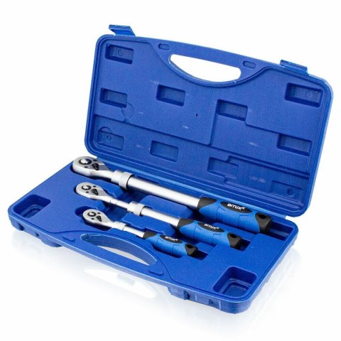 KOMPLET 3 SZT KLUCZY GRZECHOTEK Z 3 NASADKAMI UDAROWYMI W WALIZCE