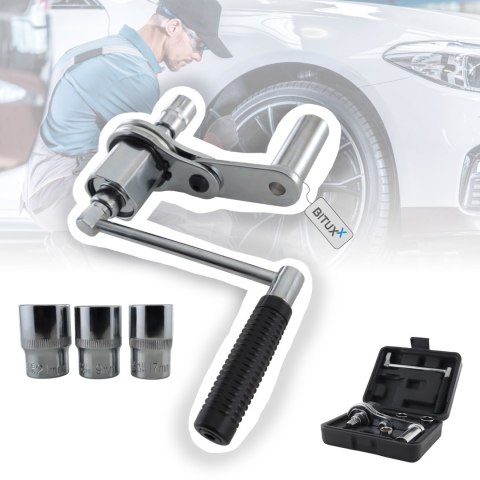 Klucz dynamometryczny Bituxx 28-210 Nm + 3 nasadki w walizce, stal CrV