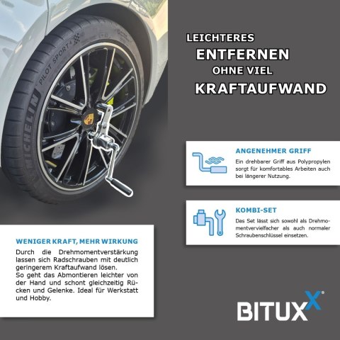 Klucz dynamometryczny Bituxx 28-210 Nm + 3 nasadki w walizce, stal CrV