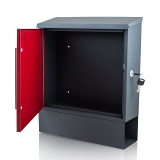 Czerwona nowoczesna skrzynka pocztowa na listy – stalowa, naścienna wisząca