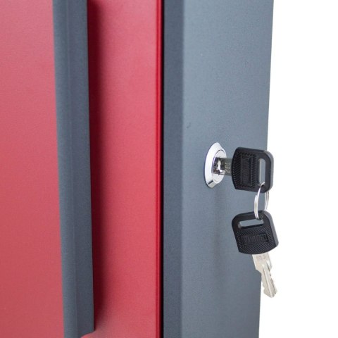 Czerwona nowoczesna skrzynka pocztowa na listy – stalowa, naścienna wisząca