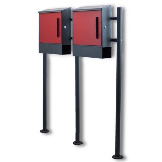 NOWOCZESNA SKRZYNKA POCZTOWA NA LISTY PODWÓJNA CZERWONA WOLNOSTOJĄCA