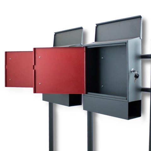 NOWOCZESNA SKRZYNKA POCZTOWA NA LISTY PODWÓJNA CZERWONA WOLNOSTOJĄCA