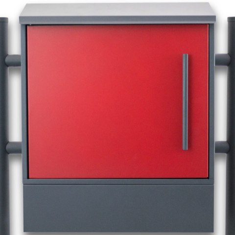 NOWOCZESNA SKRZYNKA POCZTOWA NA LISTY PODWÓJNA CZERWONA WOLNOSTOJĄCA