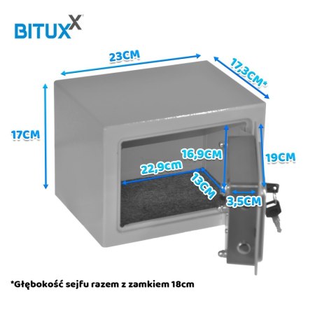 Bituxx sejf biurowy / domowy z zamkiem elektronicznym – kasetka bezpieczeństwa na dokumenty, gotówkę i wartości
