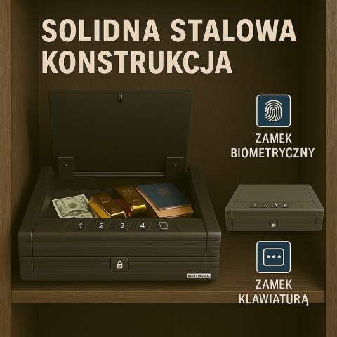 SEJF NA OSZCZĘDNOŚCI SZAFKA Z ZAMKIEM ELEKTRONICZNYM NA ODCISK PALCA