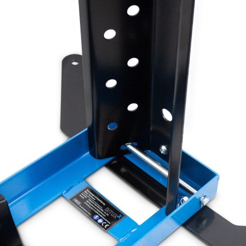 STOJAK UCHWYT DO MOTORU MOTOCYKLA NIEBIESKO-CZARNY UNIWERSALNY PRZÓD 450KG