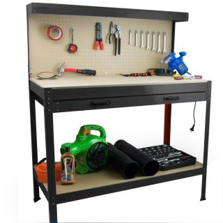 STÓŁ NA NARZĘDZIA WARSZTATOWY Z BLATEM XXL DO GARAŻU Z UCHWYTAMI NA NARZĘDZIA