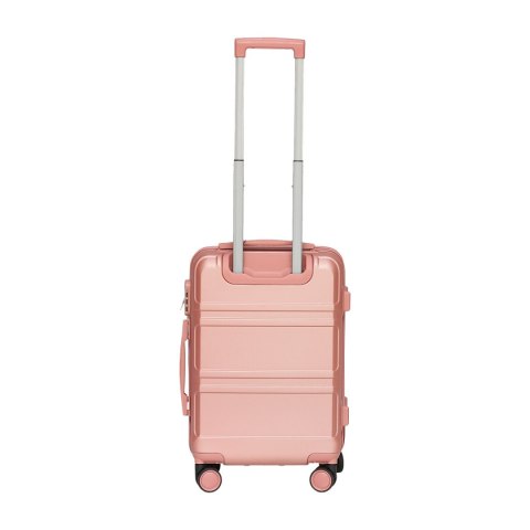 WALIZKI ZESTAW WALIZKA I KUFEREK RÓŻOWE ZŁOTO RĄCZKA TELESKOPOWA KÓŁKA 360° ABS MOCNE
