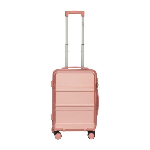 WALIZKI ZESTAW WALIZKA I KUFEREK RÓŻOWE ZŁOTO RĄCZKA TELESKOPOWA KÓŁKA 360° ABS MOCNE