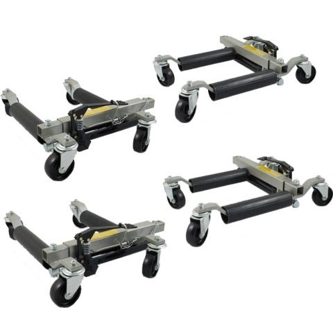 Wózki manewrowe hydrauliczne 4 sztuki w zestawie ze stojakiem na wózki