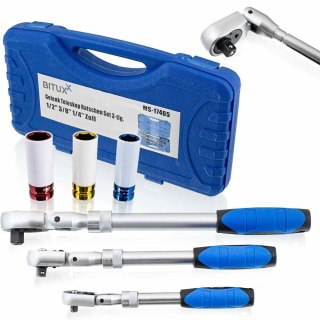 ZESTAW KLUCZY W WALIZCE GRZECHOTKI Z REGULACJĄ + NASADKI UDAROWE 6 EL