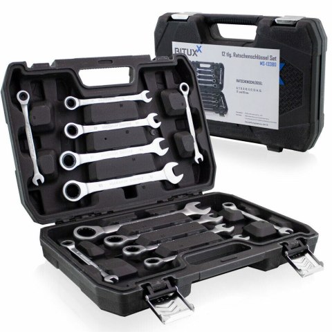 Bituxx Zestaw kluczy płasko-oczkowych 12 szt. 6-19 mm – stal Cr-V, komplet dla warsztatu i domu
