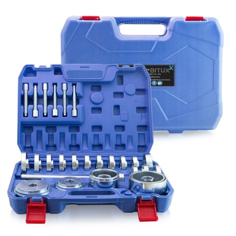 Zestaw narzędzi do łożysk piast i wałów napędowych 31 elementów – uniwersalny zestaw do montażu i demontażu z walizką
