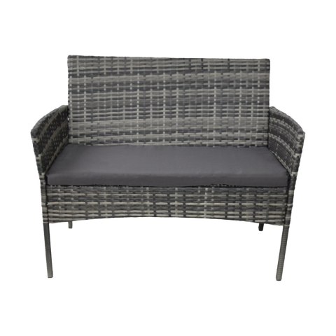 ZESTAW SZARYCH MEBLI OGRODOWYCH TECHNORATTANOWYCH STOLIK KANAPA KRZESŁA