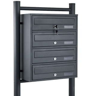 Bituxx Nowoczesna skrzynka na listy pocztowa lokatorska 4 grafitowa
