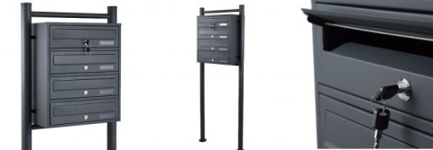 Bituxx Nowoczesna skrzynka na listy pocztowa lokatorska 4 grafitowa