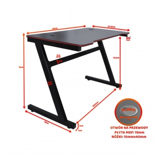 Biurko Gamingowe dla Graczy do komputera 120cm MDF 15mm Solidne BITUXX