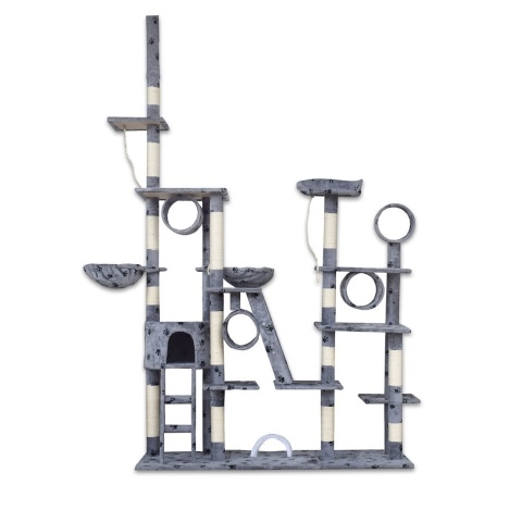 Drapak XXL dla kota 255 cm – wieża z hamakami, tubami i domkiem