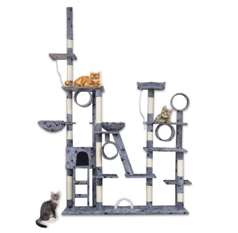 Drapak XXL dla kota 255 cm – wieża z hamakami, tubami i domkiem