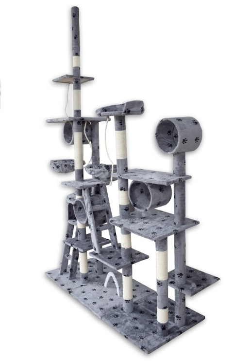 Drapak XXL dla kota 255 cm – wieża z hamakami, tubami i domkiem