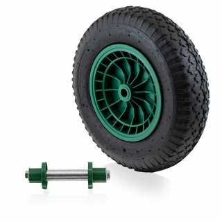 Koło pompowane do taczki Bituxx 400 mm szer. 90 mm z osią — wytrzymałość 250 kg