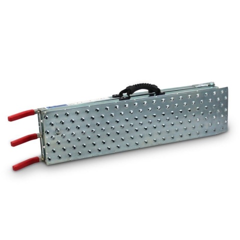 Komplet 2 szt. stalowych ramp najazdowych 196 cm o udźwigu 400 kg, powłoka antypoślizgowa, składana konstrukcja z uchwytem