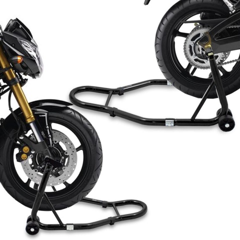 Komplet Stojaków na motor Motocykl Przód + tył Czarne BITUXX