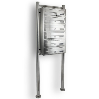 Lokatorska Skrzynka na Listy Pocztowa 6 wrzutów Inox Bituxx stal na stojaku