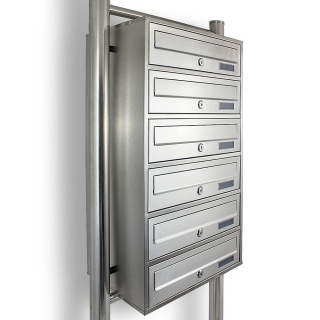 Lokatorska Skrzynka na Listy Pocztowa 6 wrzutów Inox Bituxx stal na stojaku