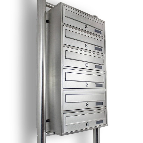 Lokatorska Skrzynka na Listy Pocztowa 6 wrzutów Inox Bituxx stal na stojaku