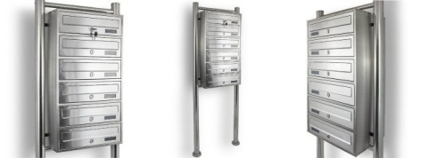 Lokatorska Skrzynka na Listy Pocztowa 6 wrzutów Inox Bituxx stal na stojaku