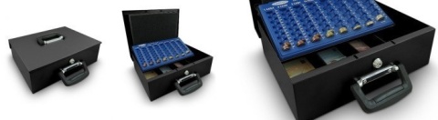 Metalowa Kasetka do Transportowania i przechowywania Gotówki EURO czarna 35cm Bilon