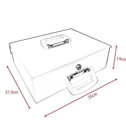 Metalowa kasetka‑sejf BITUXX 35 cm w ciemnoszarym kolorze – sortownik na monety Euro