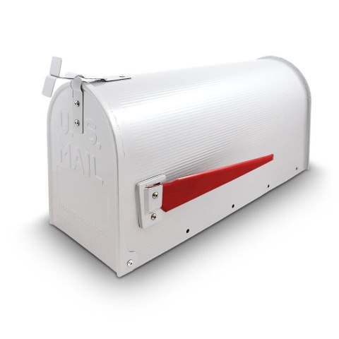 NOWOCZESNA SKRZYNKA POCZTOWA NA LISTY USA AMERYKAŃSKA BIAŁA Z FLAGĄ