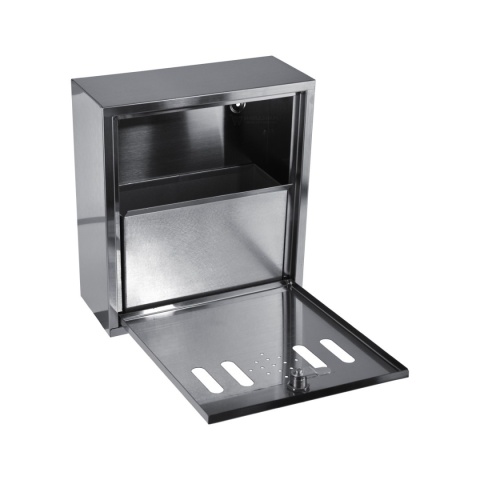 Popielnica ogrodowa ścienna ze stali nierdzewnej – duża, na kluczyk, inox