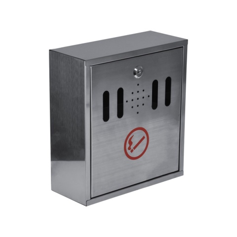 Popielnica ogrodowa ścienna ze stali nierdzewnej – duża, na kluczyk, inox