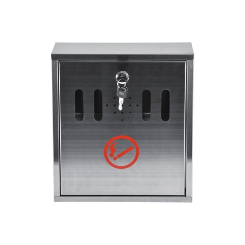 Popielnica ogrodowa ścienna ze stali nierdzewnej – duża, na kluczyk, inox