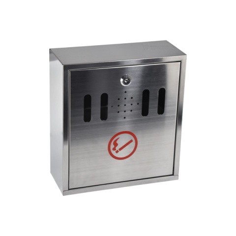 Popielnica ogrodowa ścienna ze stali nierdzewnej – duża, na kluczyk, inox